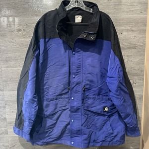 Vintage Carhartt Men 2XL Blue Anorak Rain Jacket Coat Mesh Lined Workwear